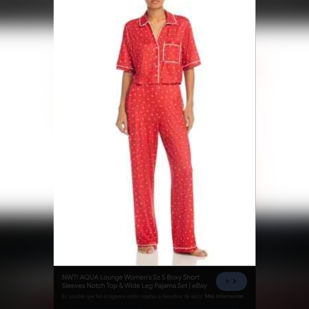 Aqua Red Pajama Set with White Accents